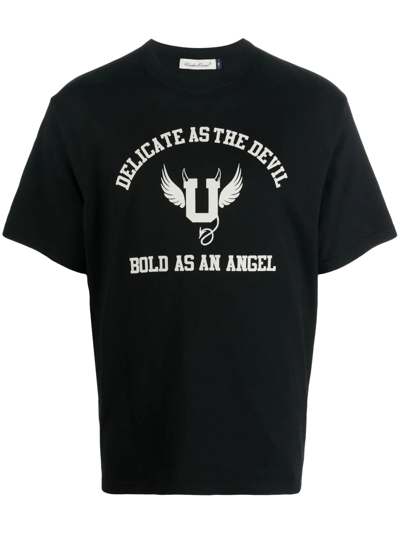 Undercover Angel Print Short-sleeve T-shirt In Black