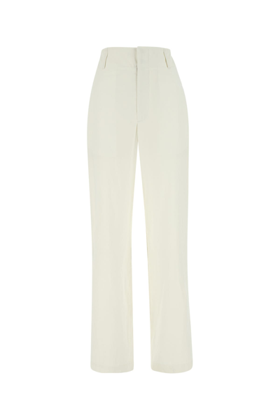 Bottega Veneta Curved Leg Melange Pants In Cream