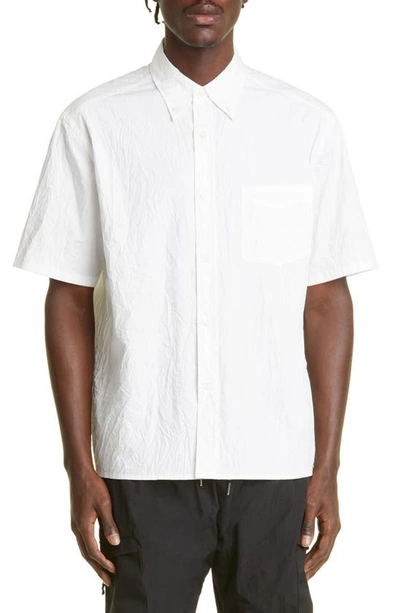 John Elliott Crinkled Short Sleeve Button-down Shirt In Off-white