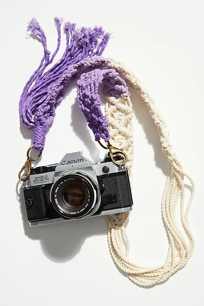 Lily Cords X Fp Macrame Camera Strap In Purple Dip Dye
