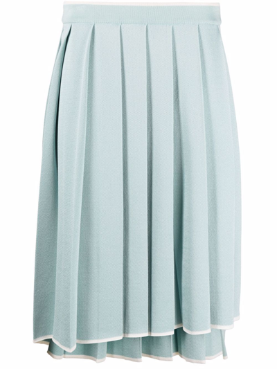 Thom Browne High-low Pleated Skirt In Blue