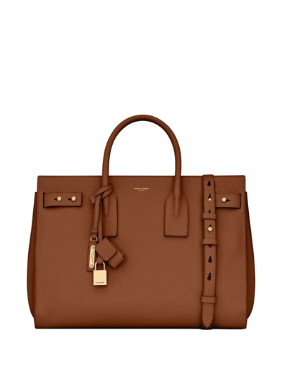 Saint Laurent Large Sac De Jour Tote Bag In Brown