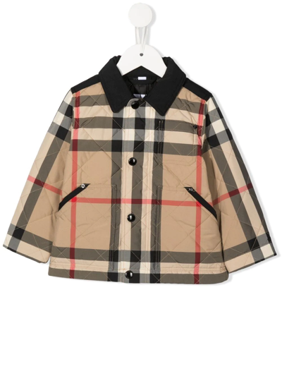 Burberry Babies' Vintage Check-pattern Quilted Jacket In Neutrals