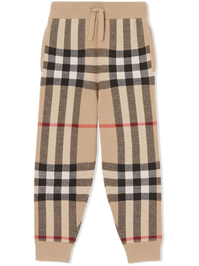 Burberry Kids' Vintage Check Wool-blend Sweatpants In Neutrals