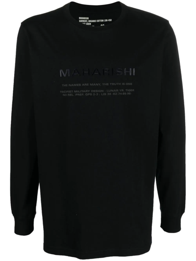 Maharishi Logo-print Long-sleeve T-shirt In Black