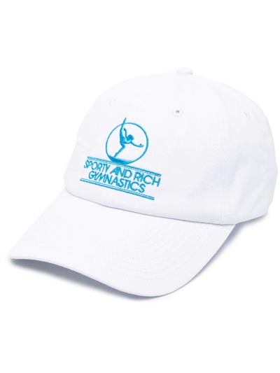 Sporty And Rich Women's Gymnastics Cotton Baseball Cap In White & Blue