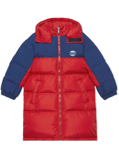 Gucci Kids' Logo-patch Padded Coat In Red