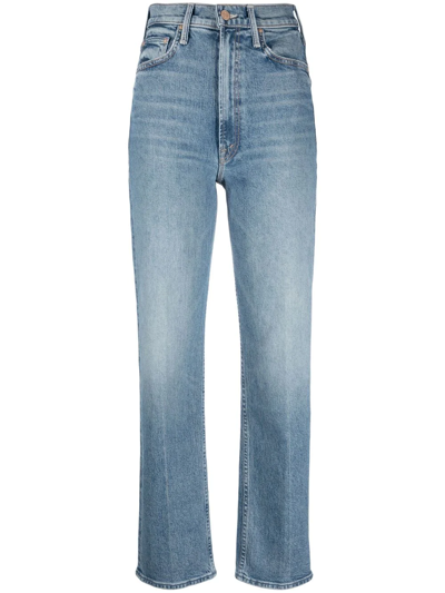 Mother Study Hover High-waist Jeans In Blue