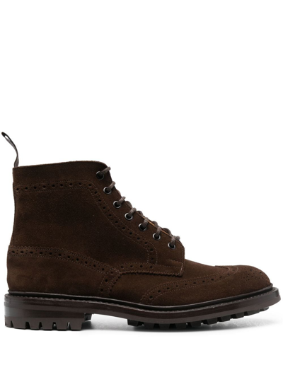 Tricker's 45mm Lace-up Suede Boots In Brown
