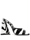 Attico Devon 115mm Zebra-print Mules In Black