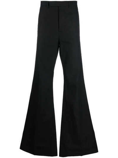 Rick Owens Pressed-crease Flared Tailored Trousers In Black