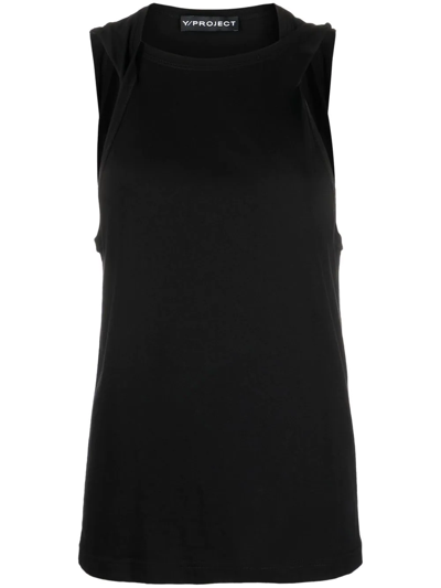 Y/project Twisted Shoulder Tank Top Woman Black In Cotton