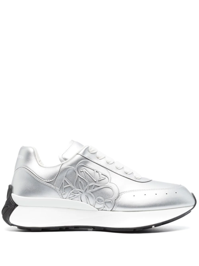 Alexander Mcqueen 50mm Sprint Runner Faux Leather Sneakers In Silver