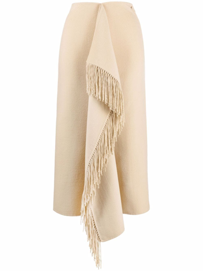 Nanushka Liza Double-wool Midi Blanket Skirt In Cream