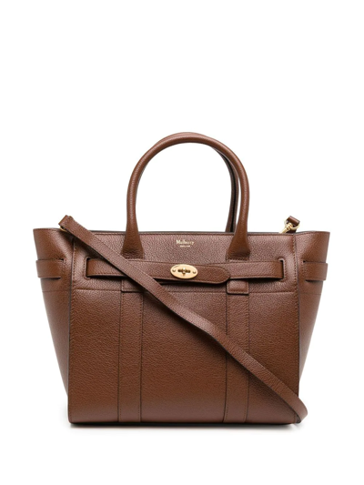 Mulberry Small Zip Bayswater Leather Tote In Brown