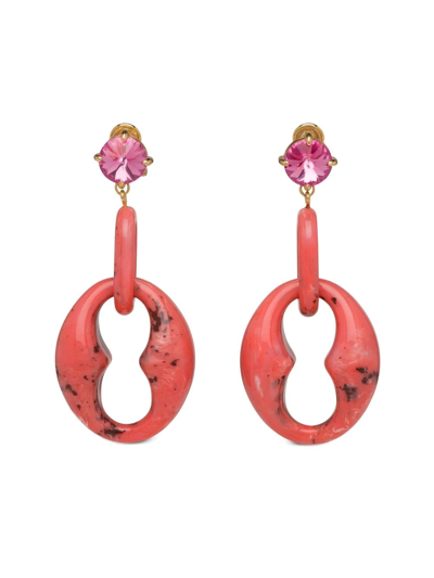 Prada Crystal-embellished Clip-on Earrings In Pink