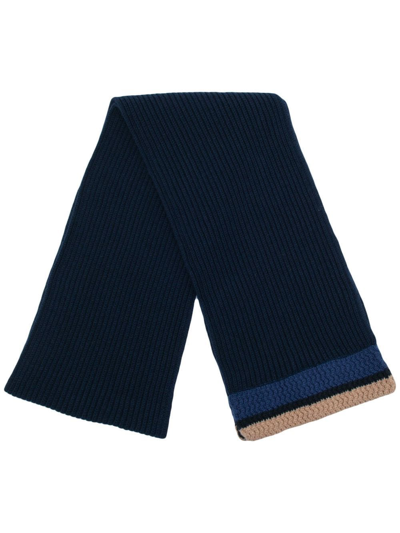 Pringle Of Scotland Tipped Wool-cashmere Scarf In Navy