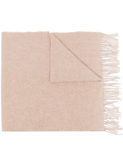 Totême Fine-knit Fringe-edge Scarf In Light Beige Melange