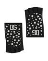 Dolce & Gabbana Studded Logo Wingless Gloves In Black