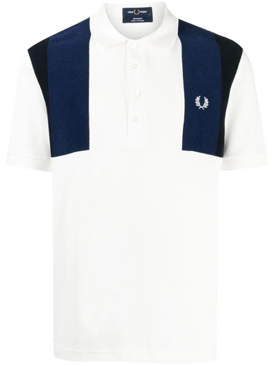 Fred Perry Reissues Towelling-panel Polo Shirt In Snow White