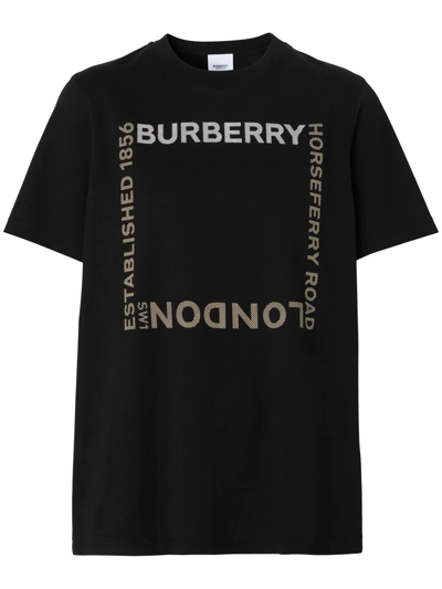 Burberry Horseferry Square Print Cotton T-shirt In Black