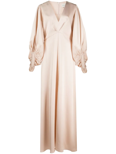Sachin & Babi Jenny Puff-sleeves Gown In Brown