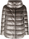 Herno Metallic Ultralight Water Resistant Down Puffer Jacket In Grey