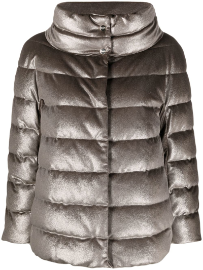 Herno Quilted Zipped Puffer Jacket In Grey