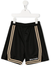 PALM ANGELS SIDE-STRIPE LOGO-PRINT SHORTS