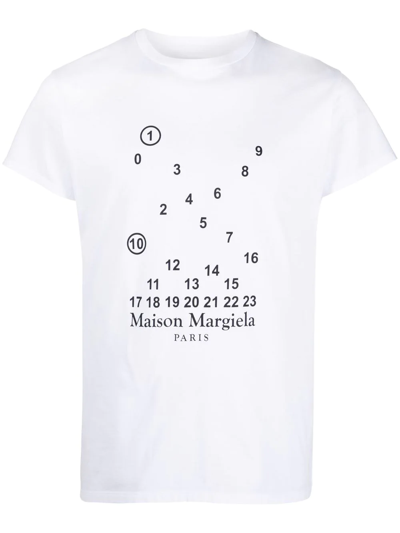 Maison Margiela Logo印花短袖t恤 In White