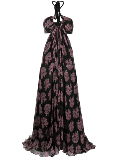 Etro Vanessa Paisley-print Cutout Silk Maxi Dress In Black