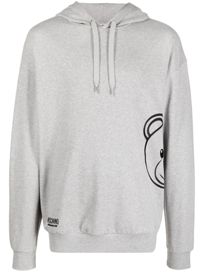 Moschino Teddy Bear Motif Hoodie In Grey