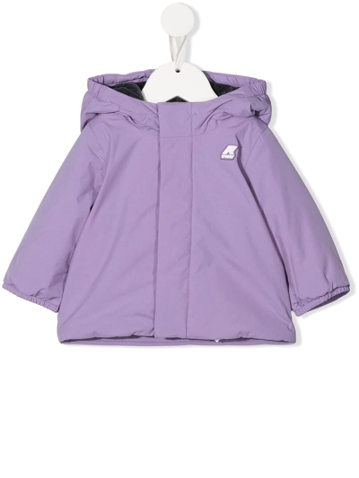 K-way Babies' Logo-patch Hooded Jacket In Violet