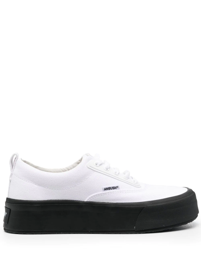 Ambush Lace-up Flatform Sneakers In White