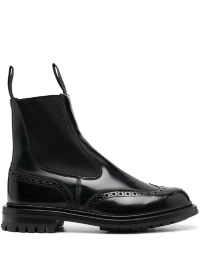 Tricker's Silvia Perforated Ankle Boots In Black