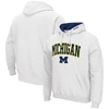 Colosseum Men's White Michigan Wolverines Arch Logo 3.0 Pullover Hoodie In White