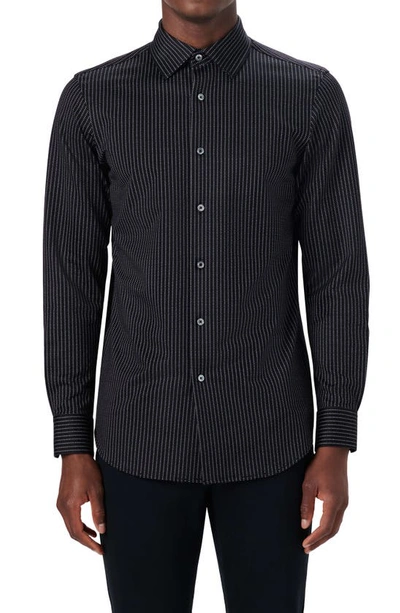 Bugatchi Men's James Ooohcotton Sport Shirt - Chalk Stripe In Black
