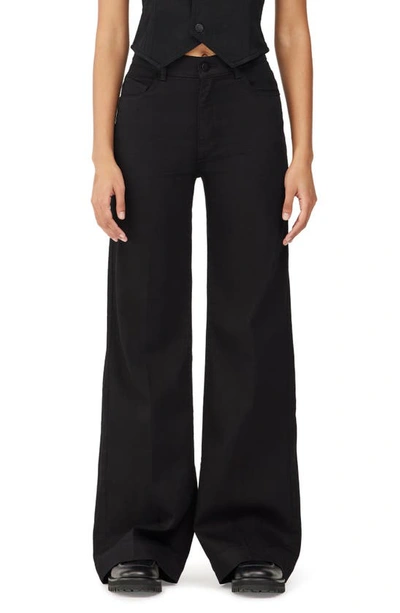 Dl1961 Hepburn High Waist Wide Leg Jeans In Raven