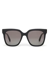 Toms Natasha 53mm Polarized Square Sunglasses In Shiny Black/ Grey Gradient