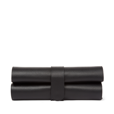 Smythson Leather Roll-up Chess Set In Black