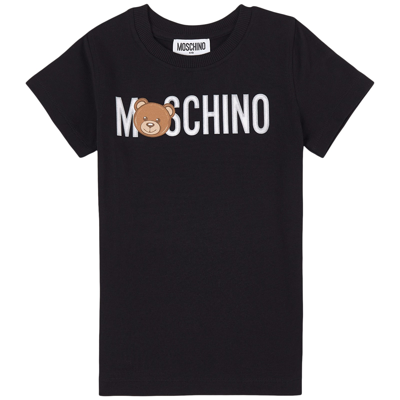 Moschino Kid-teen Kids' Black Cotton Logo T-shirt