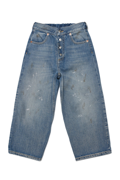 Mm6 Maison Margiela Kids' Little Boy's & Boy's Wide-leg Jeans In Blue Denim