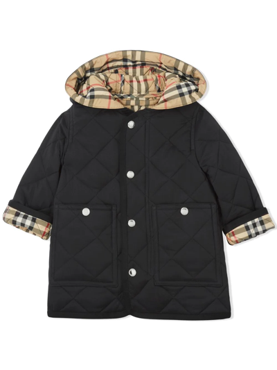 Burberry Babies' Vintage Check 填充夹克 In Black
