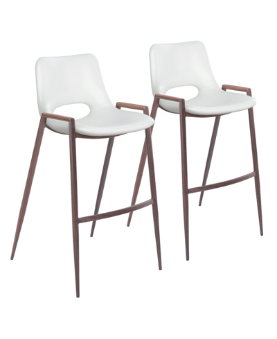 Zuo Desk Counter Chair, Set Of 2 In White