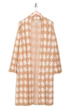 By Design Chloe Open Patterned Cardigan In Houndstooth Blush Combo A/ S