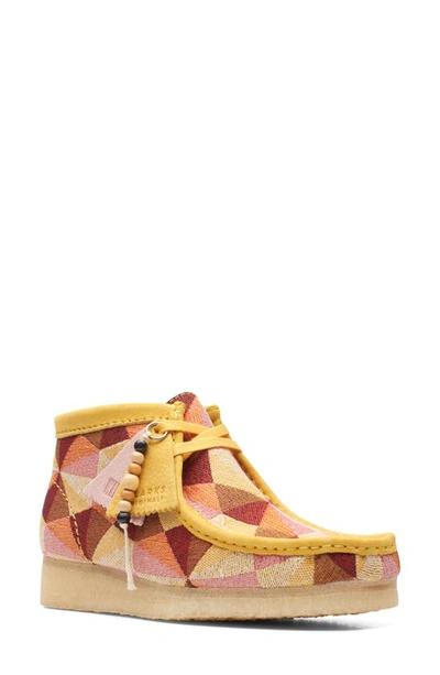 Clarks Originals Geometric-jacquard Wallabee Boots In Yellow Combi