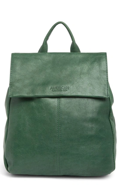 American Leather Co. Liberty Leather Flap Backpack In Hunter Green Vintage