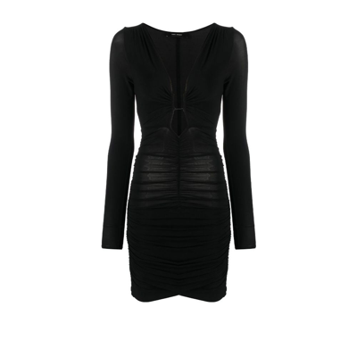 Isabel Marant Jordana Embellished Ruched Stretch-jersey Mini Dress In Black