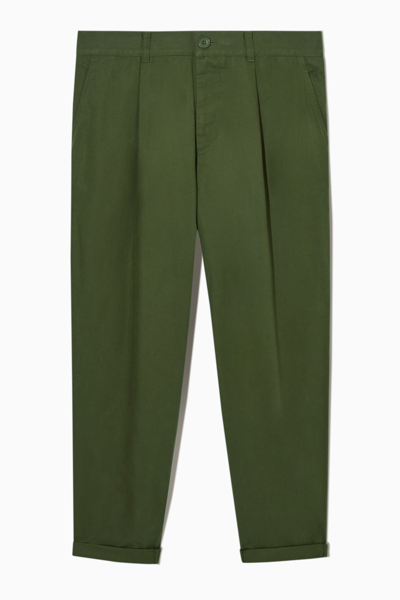 Cos Regular-fit Tapered Twill Chinos In Green