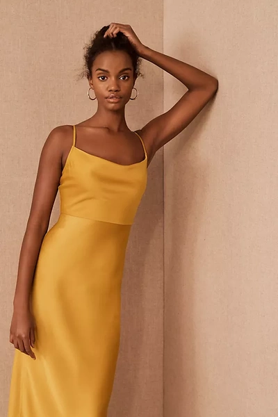 Bhldn Cali Satin Charmeuse Midi Dress In Yellow | ModeSens